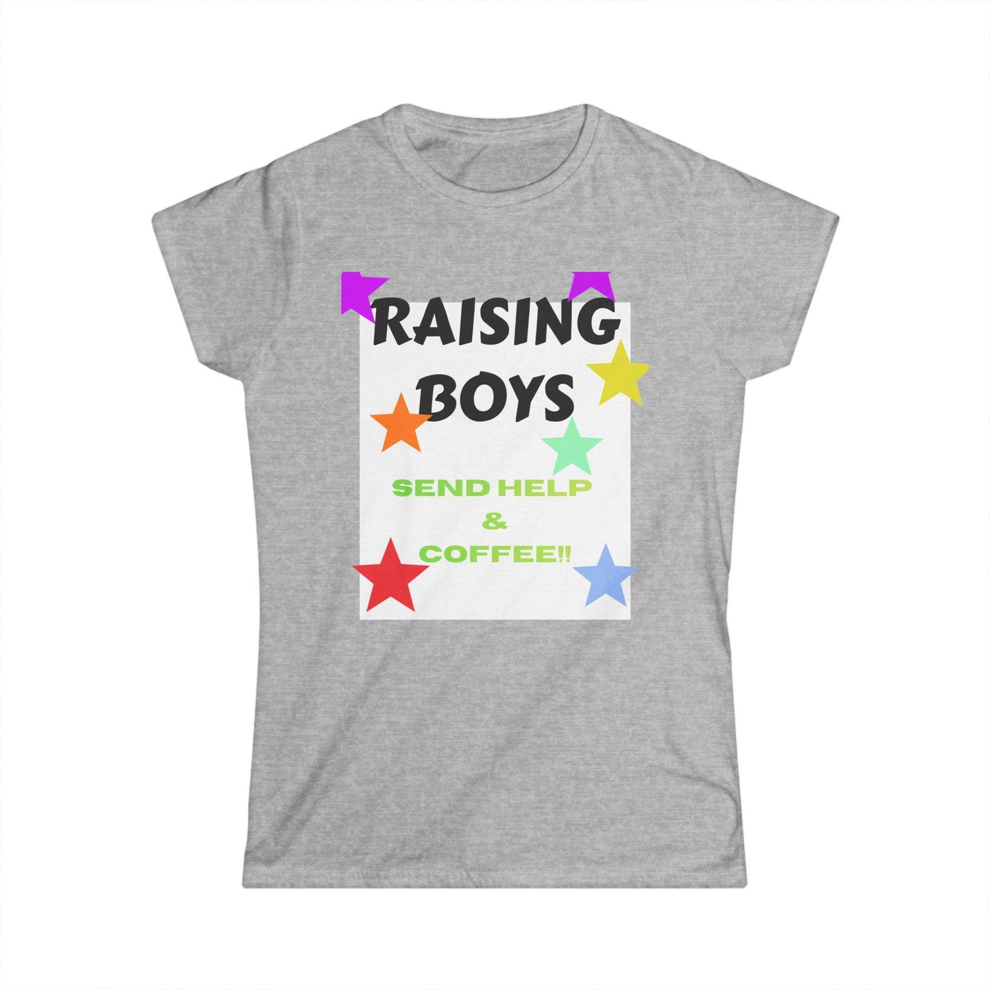 Raising Boys Send Help & Coffee Tee | Funny Parenting Shirt