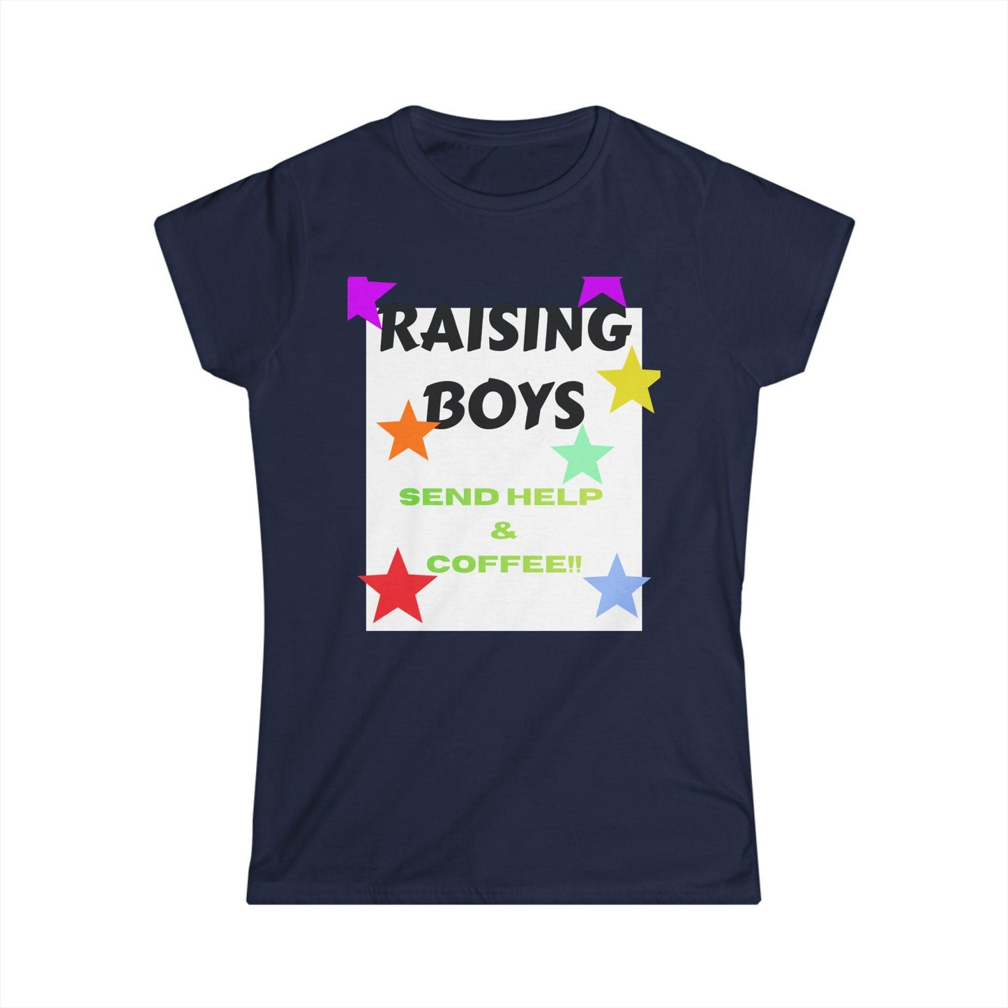 Raising Boys Send Help & Coffee Tee | Funny Parenting Shirt
