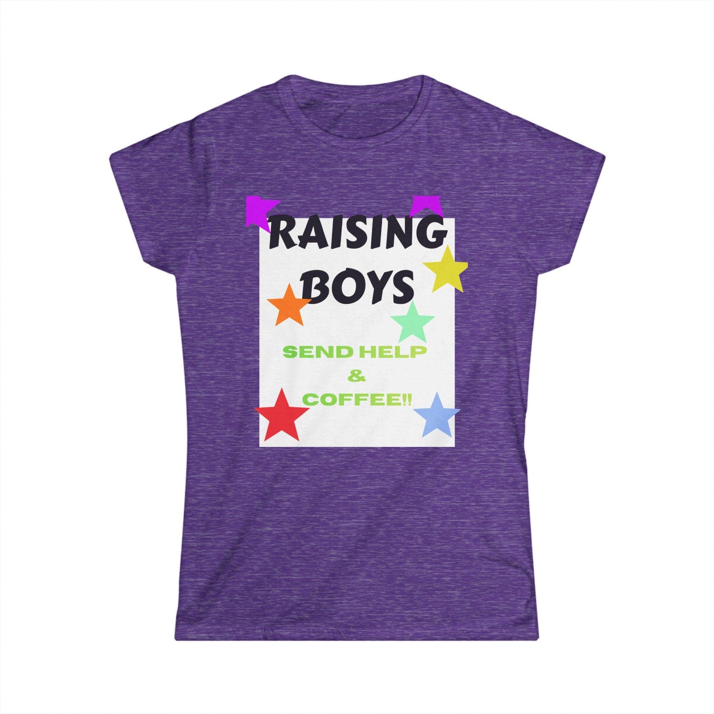 Raising Boys Send Help & Coffee Tee | Funny Parenting Shirt