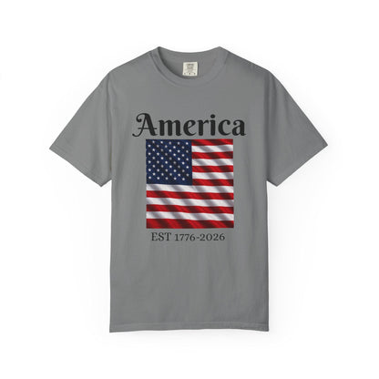 America Flag EST 1776-2026 T-Shirt | 250 Years Eagle Back Graphic