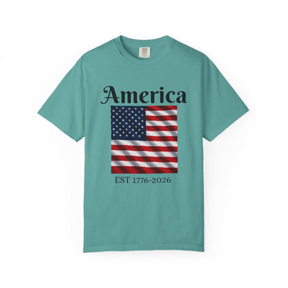America Flag EST 1776-2026 T-Shirt | 250 Years Eagle Back Graphic