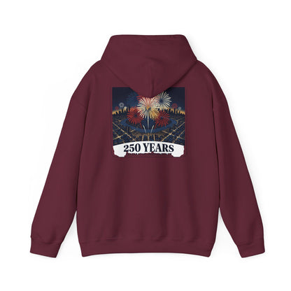 America 250 Years Eagle Graphic Hoodie | Fireworks Backprint