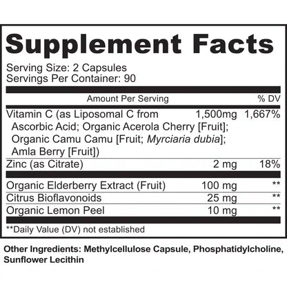 Liposomal Vitamin C with Zinc, Organic Elderberry