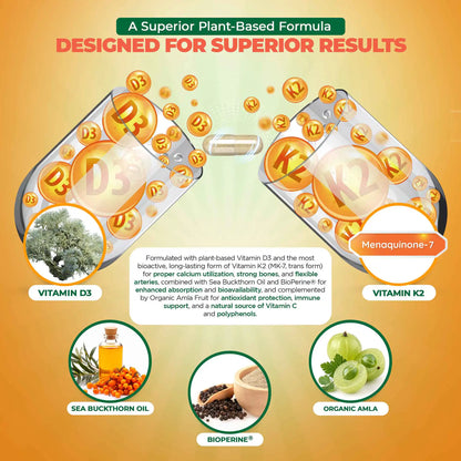 Vitamin D3 + K2 MK-7 + Omega 7 with Sea Buckthorn Oil