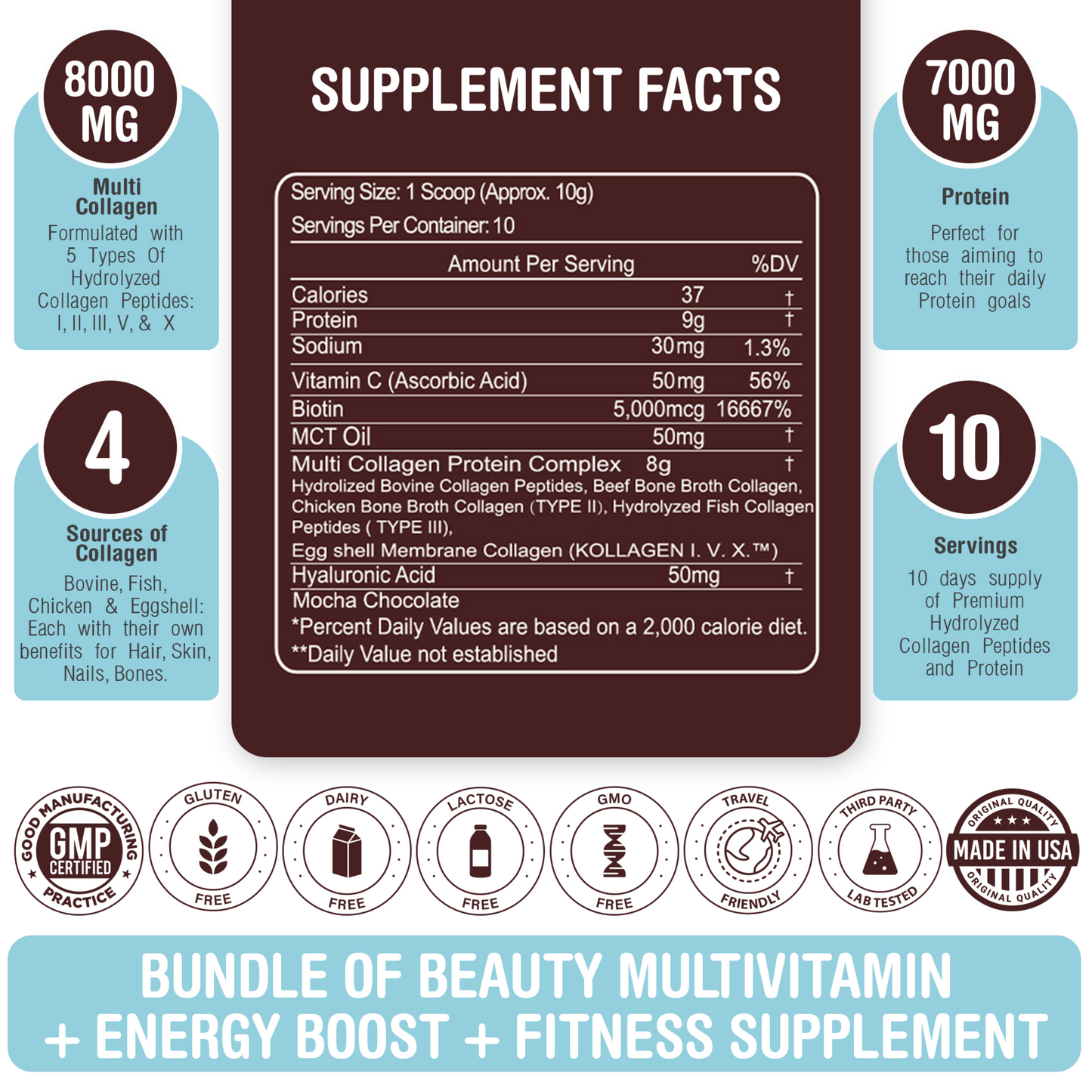 Hydrolyzed Multi Collagen Mocha Chocolate, 100 g