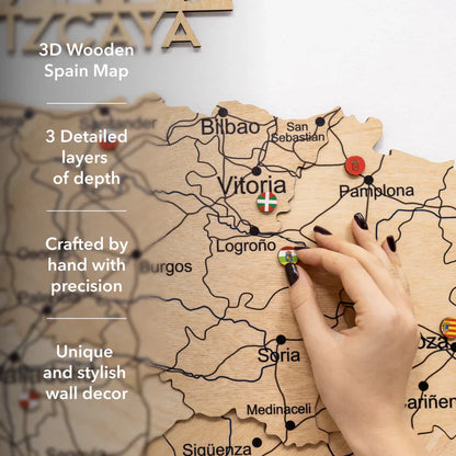 Wooden Map of Spain – Gold