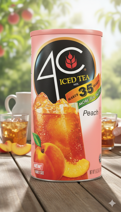 4C Iced Tea Mix Variety – Lemon, Raspberry & Peach – Real Cane Sugar Drink Mix – 82.6 oz – 94 Servings Family Beverage
