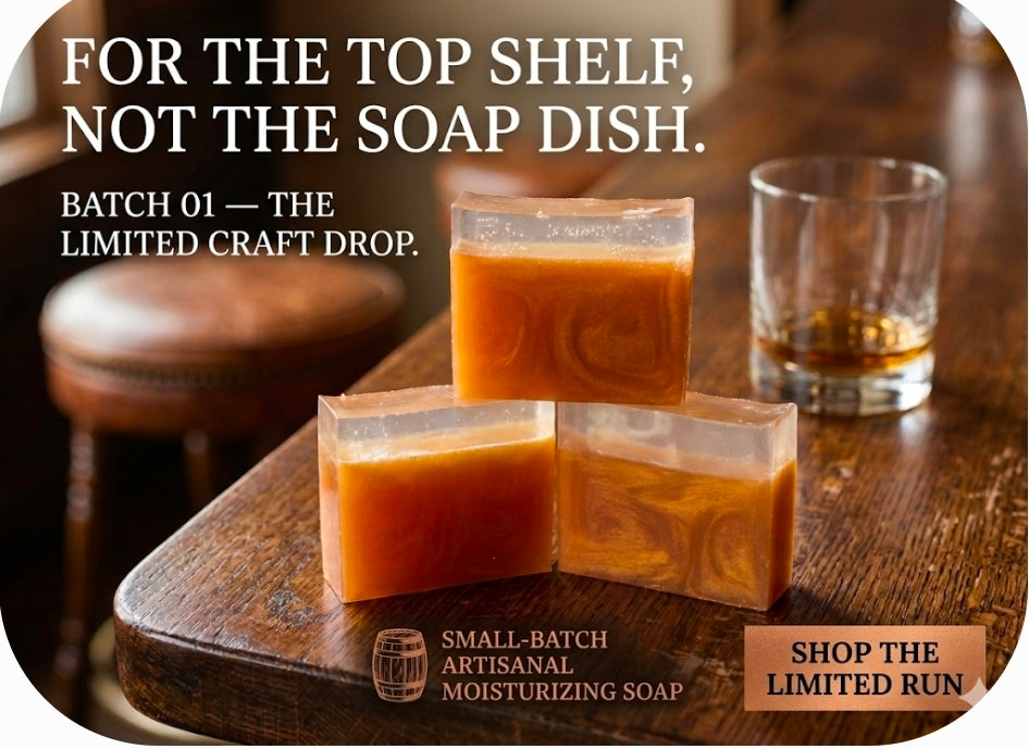 "Bourbon & Cola Seltzer" soap bars.