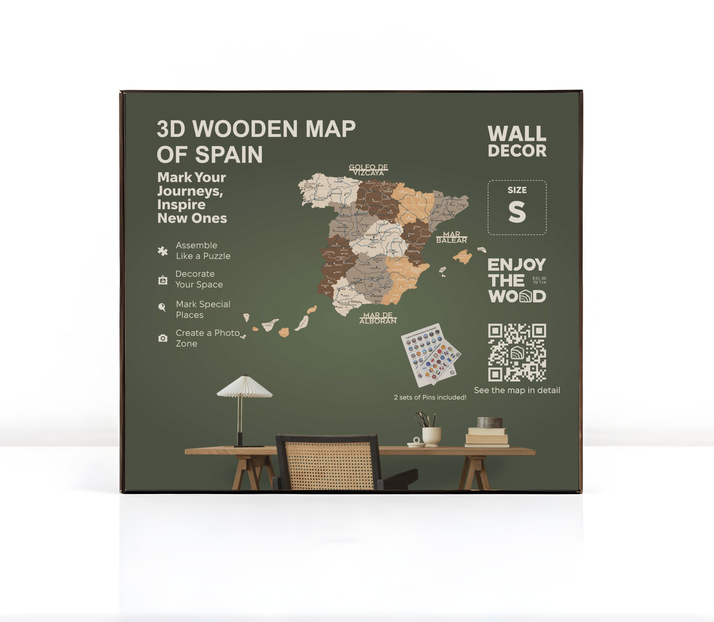 Wooden Map of Spain – Multicolor