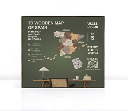 Wooden Map of Spain – Multicolor