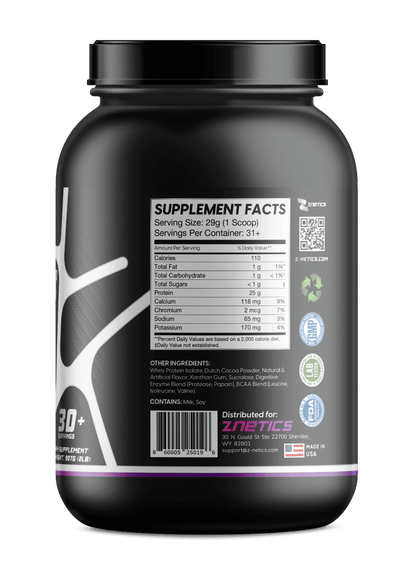 Whey Isolate Protein Chocolate 2LB | 25g Protein, Zero Sugar | ONE ZTRIKE by ZNETICS